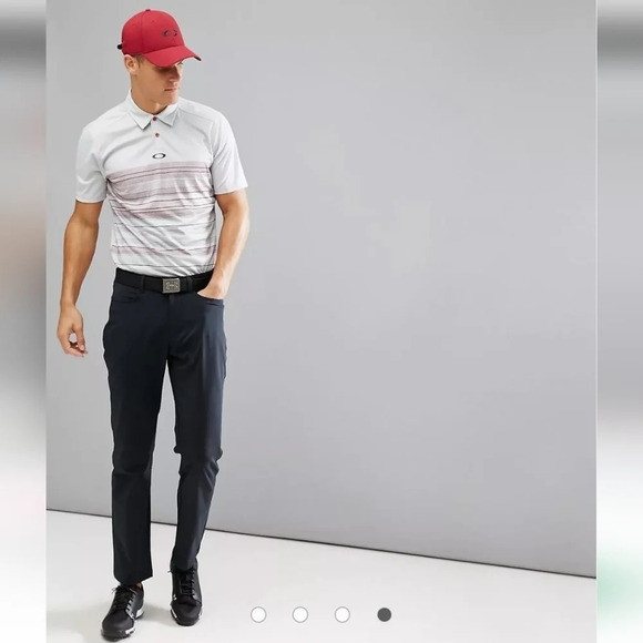 Oakley Men's Regular Fit High Crest Blue Striped Short Sleeve Golf Polo Large - Picture 6 of 16